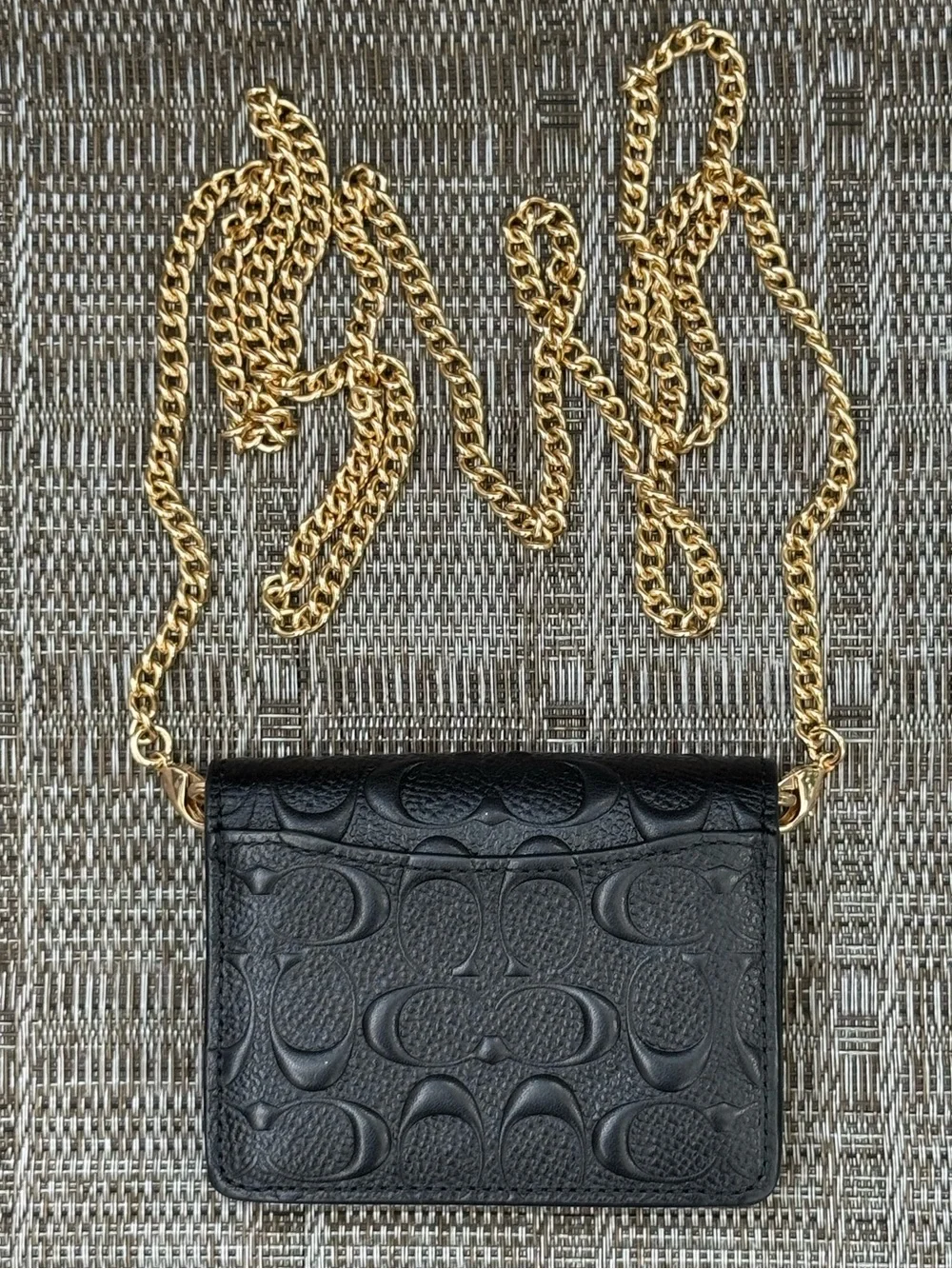 Coach Embossed Mini Wallet On A Chain Black Like New!